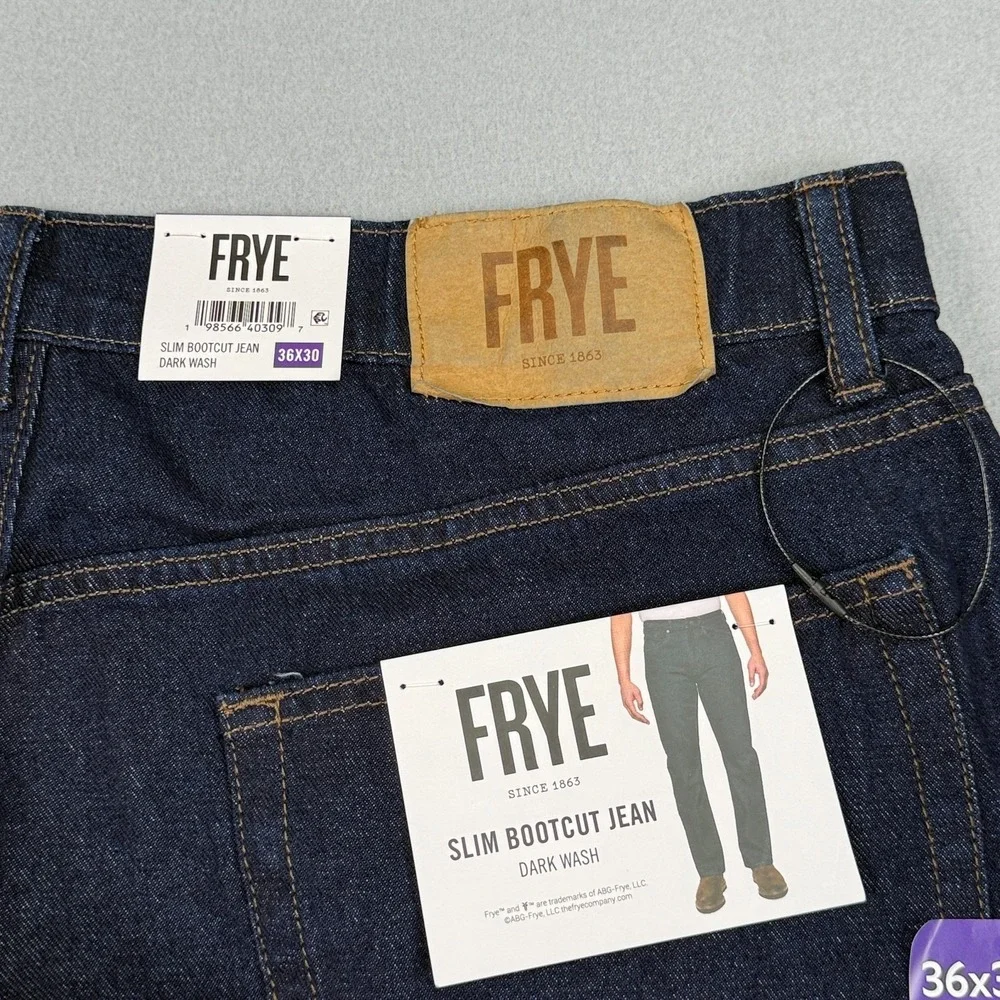 Frye Mens Slim‎ Bootcut Jeans Size 36x30 Dark Wash Casual Cotton Denim NWT